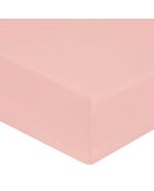 Drap housse 100% Satin de Coton bonnet 40 cm rose poudré