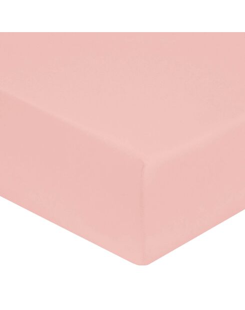 Drap housse 100% Satin de Coton bonnet 40 cm rose poudré