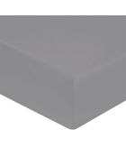 Drap housse 100% Satin de Coton bonnet 40 cm gris perle
