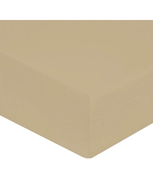 Drap housse 100% Satin de Coton bonnet 40 cm ficelle