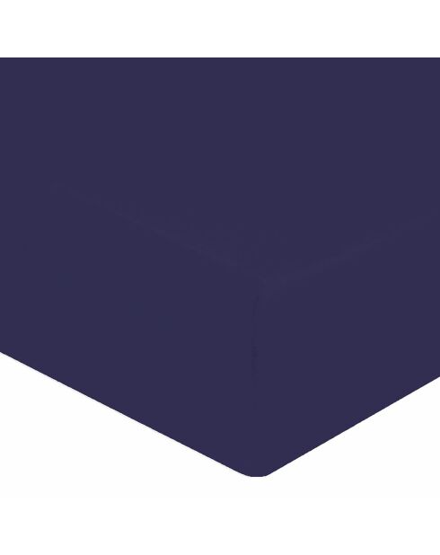 Drap housse 100% Satin de Coton bonnet 40 cm bleu marine