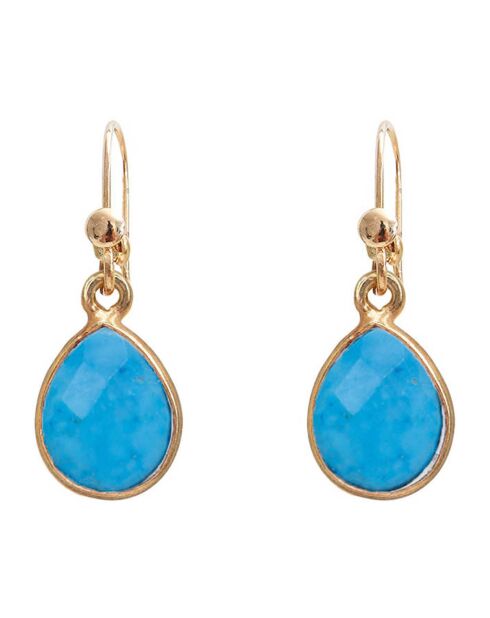 Boucles d'oreilles Delhi en Laiton doré & Turquoise