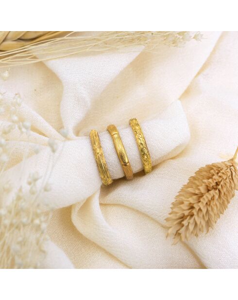 Bague ajustable Mini Bambou en Laiton doré