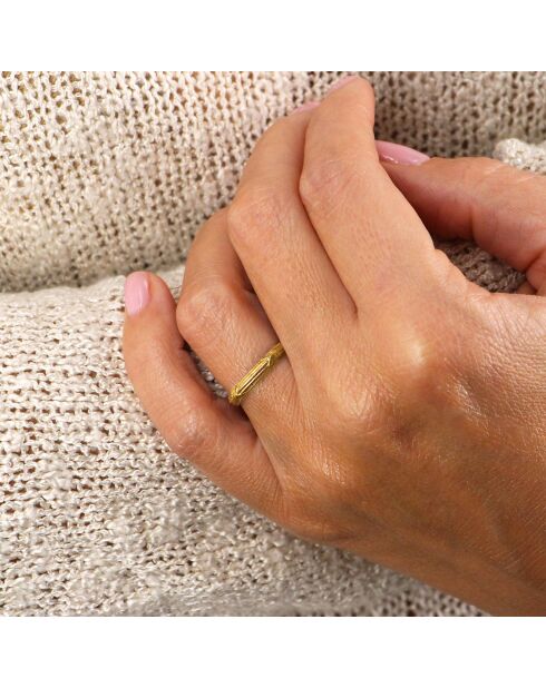 Bague ajustable Mini Croisillon en Laiton doré