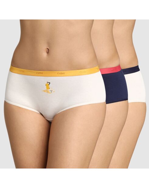 3 Shorties Pockets Coton Dolce Vita écru/bleu marine