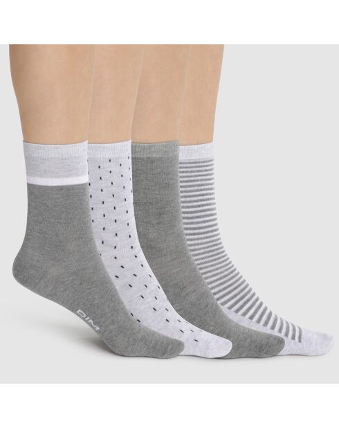 4 paires de Chaussettes Ecodim gris moyen chiné/gris clair chiné/blanc