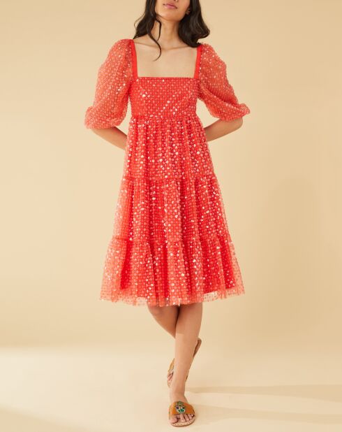 Robe midi Baby Flower coquelicot