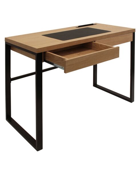 Bureau en bois et métal marron/noir - 100x50.3x74 cm