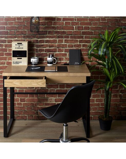 Bureau en bois et métal marron/noir - 100x50.3x74 cm