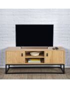Meuble TV bois et métal Abbott naturel/noir - 117x39x48 cm