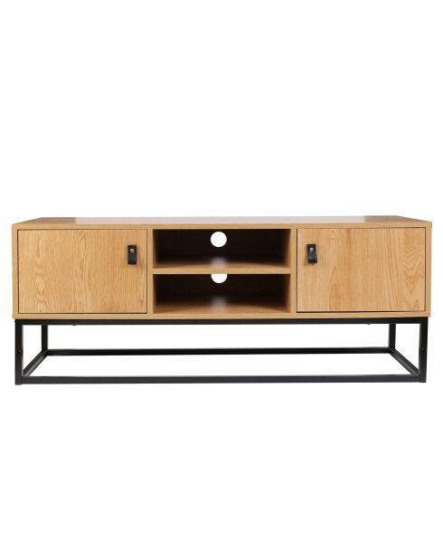Meuble TV bois et métal Abbott naturel/noir - 117x39x48 cm