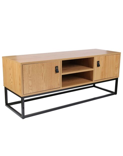 Meuble TV bois et métal Abbott naturel/noir - 117x39x48 cm