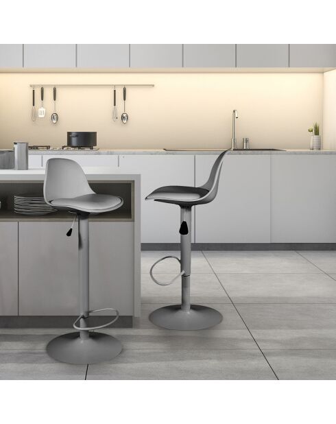 2 Tabourets de bar Isak gris - 38x41.5x104 cm