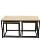 3 Tables basses Seattle noir/bois - 90x50x45 cm