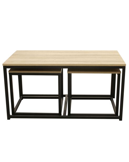3 Tables basses Seattle noir/bois - 90x50x45 cm