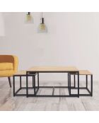 3 Tables basses Seattle noir/bois - 90x50x45 cm