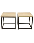 3 Tables basses Seattle noir/bois - 90x50x45 cm