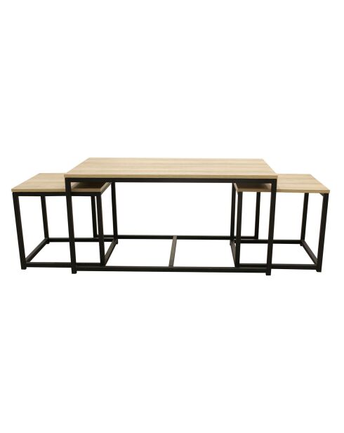 3 Tables basses Seattle noir/bois - 90x50x45 cm