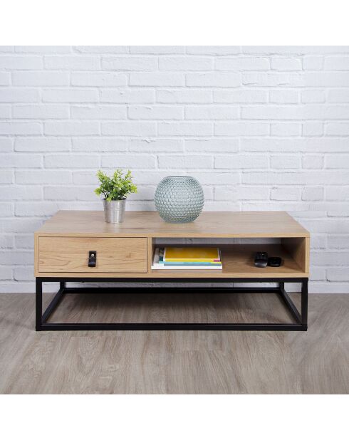 Table basse bois et métal Abbott naturel/noir - 100x50x36 cm