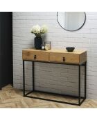 Console bois et métal Abbott naturel/noir - 100x35x80.5 cm