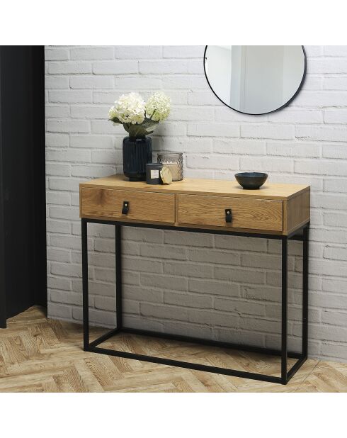 Console bois et métal Abbott naturel/noir - 100x35x80.5 cm
