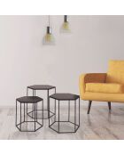 3 Tables hexagones Alveola noires - 46x40x50 cm