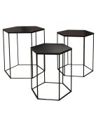 3 Tables hexagones Alveola noires - 46x40x50 cm