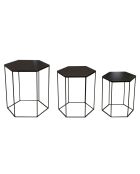 3 Tables hexagones Alveola noires - 46x40x50 cm