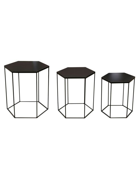 3 Tables hexagones Alveola noires - 46x40x50 cm
