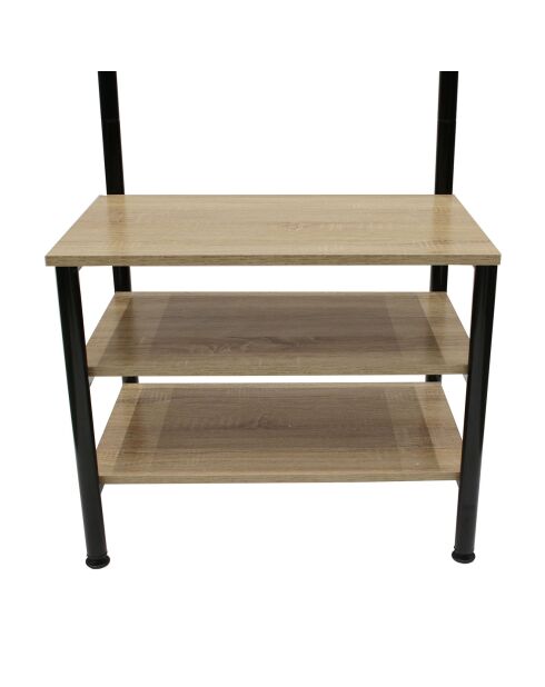 Meuble porte-manteaux beige/noir - 60x40x175 cm