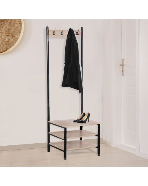 Meuble porte-manteaux beige/noir - 60x40x175 cm