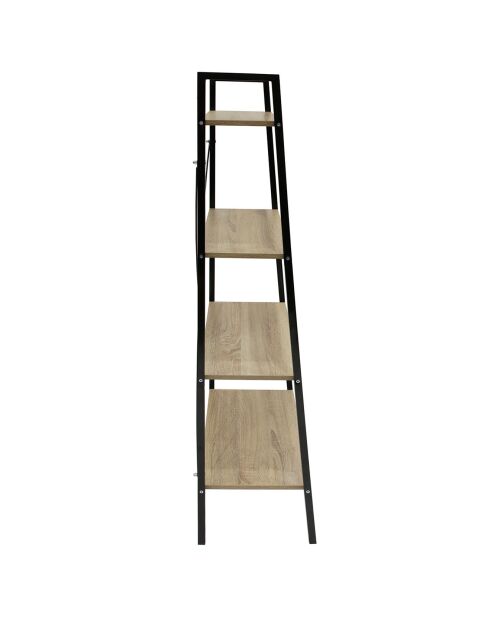 Étagère bois et metal beige/noir - 60x32.5x148 cm