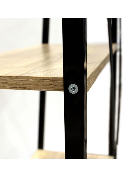 Étagère bois et metal beige/noir - 60x32.5x148 cm