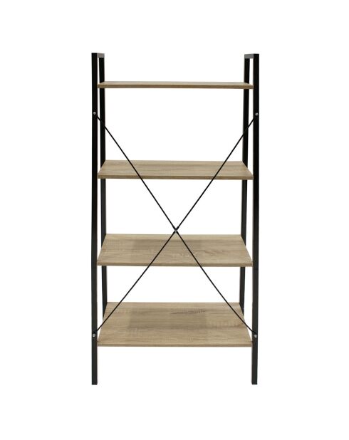 Étagère bois et metal beige/noir - 60x32.5x148 cm
