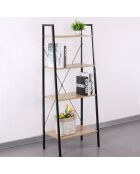 Étagère bois et metal beige/noir - 60x32.5x148 cm