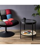 Table d'appoint horloge noir/transparent - 50.5x50.5x51 cm