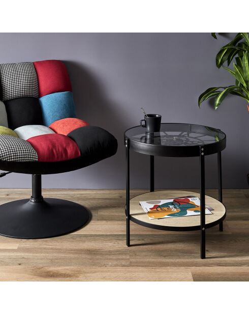 Table d'appoint horloge noir/transparent - 50.5x50.5x51 cm