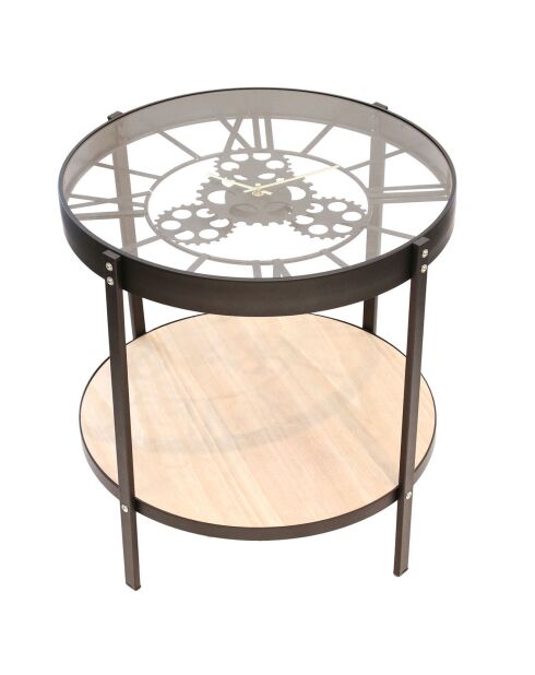 Table d'appoint horloge noir/transparent - 50.5x50.5x51 cm