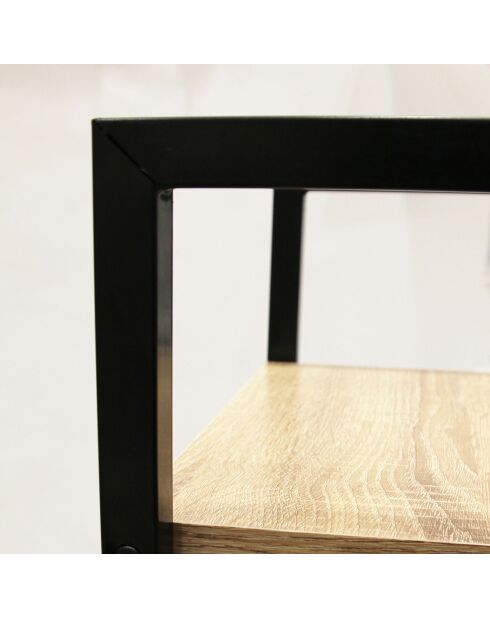 Étagère bois et metal beige/noir - 34x32x148 cm