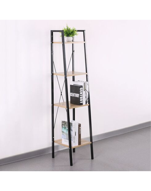 Étagère bois et metal beige/noir - 34x32x148 cm