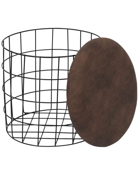 Pouf gigogne marron/noir - 39x39x36.5 cm