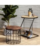 Table ronde range revues beige/noir - 41x41x48 cm