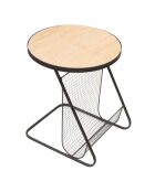 Table ronde range revues beige/noir - 41x41x48 cm