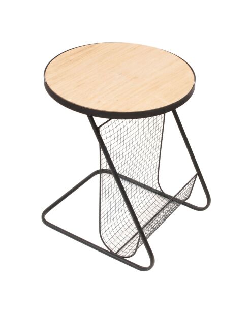 Table ronde range revues beige/noir - 41x41x48 cm