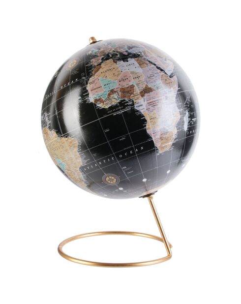 Globe terrestre déco noir/doré - 21.5x21.5x29 cm