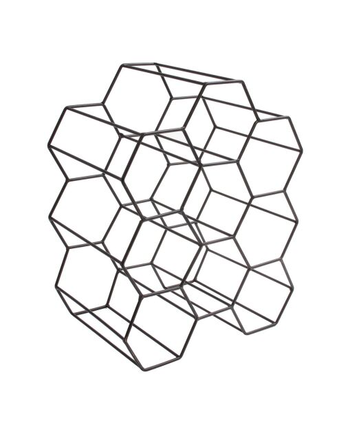 Casier à bouteilles filaire noir nid d'abeille noir - 29.5x20x35.80 cm