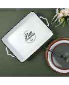 Plat rectangulaire blanc/noir - 40x26.3 cm
