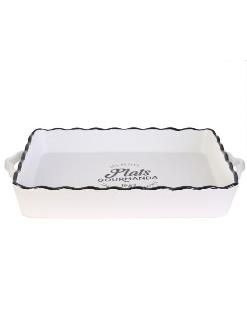 Plat rectangulaire blanc/noir - 40x26.3 cm