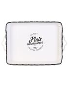 Plat rectangulaire blanc/noir - 40x26.3 cm