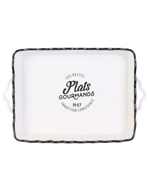Plat rectangulaire blanc/noir - 40x26.3 cm